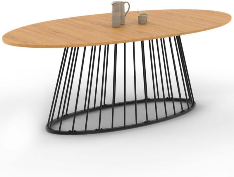 Ovale table a manger Plateau Bois et Pied Filaire en métal Noir