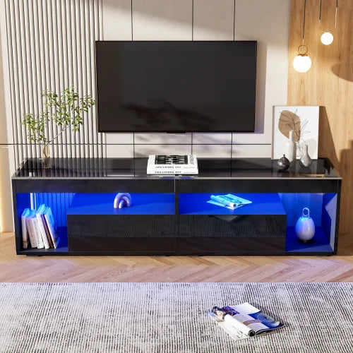 Meuble tv noir brillant avec LED