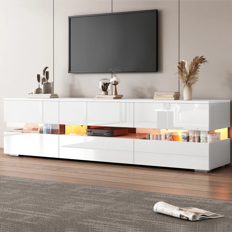 Meuble TV moderne blanc bois avec LED