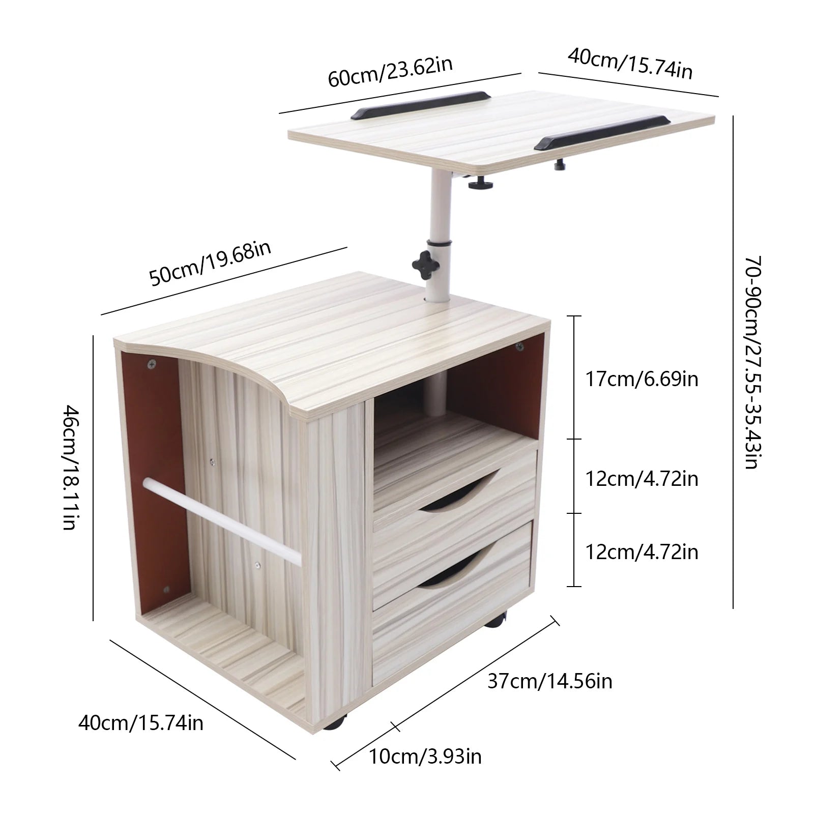 Table de chevet roulette avec Rangement