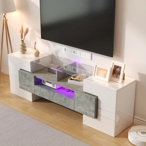 Meuble tv en blanc avec LED