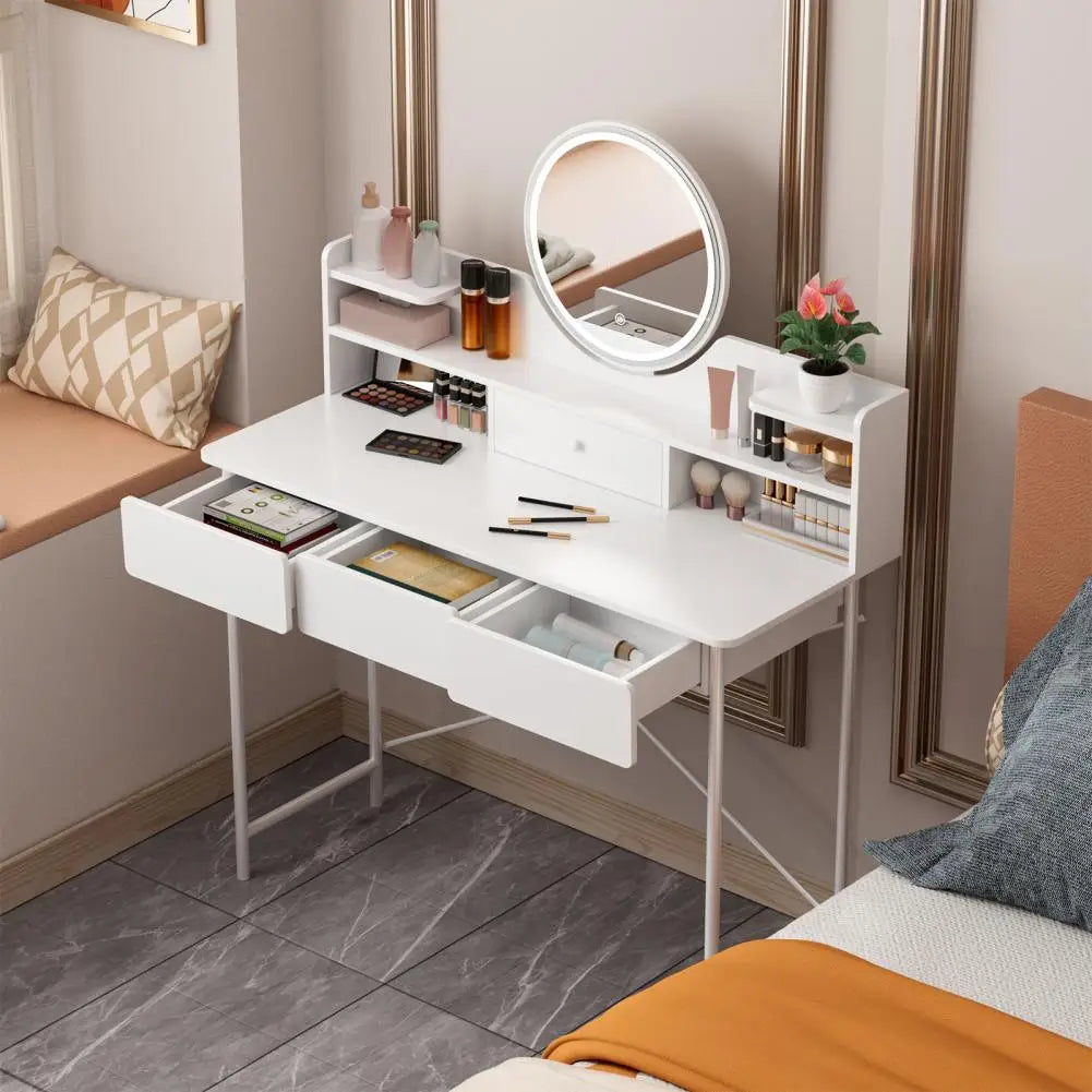 Coiffeuse moderne avec miroir lumineux LED bois