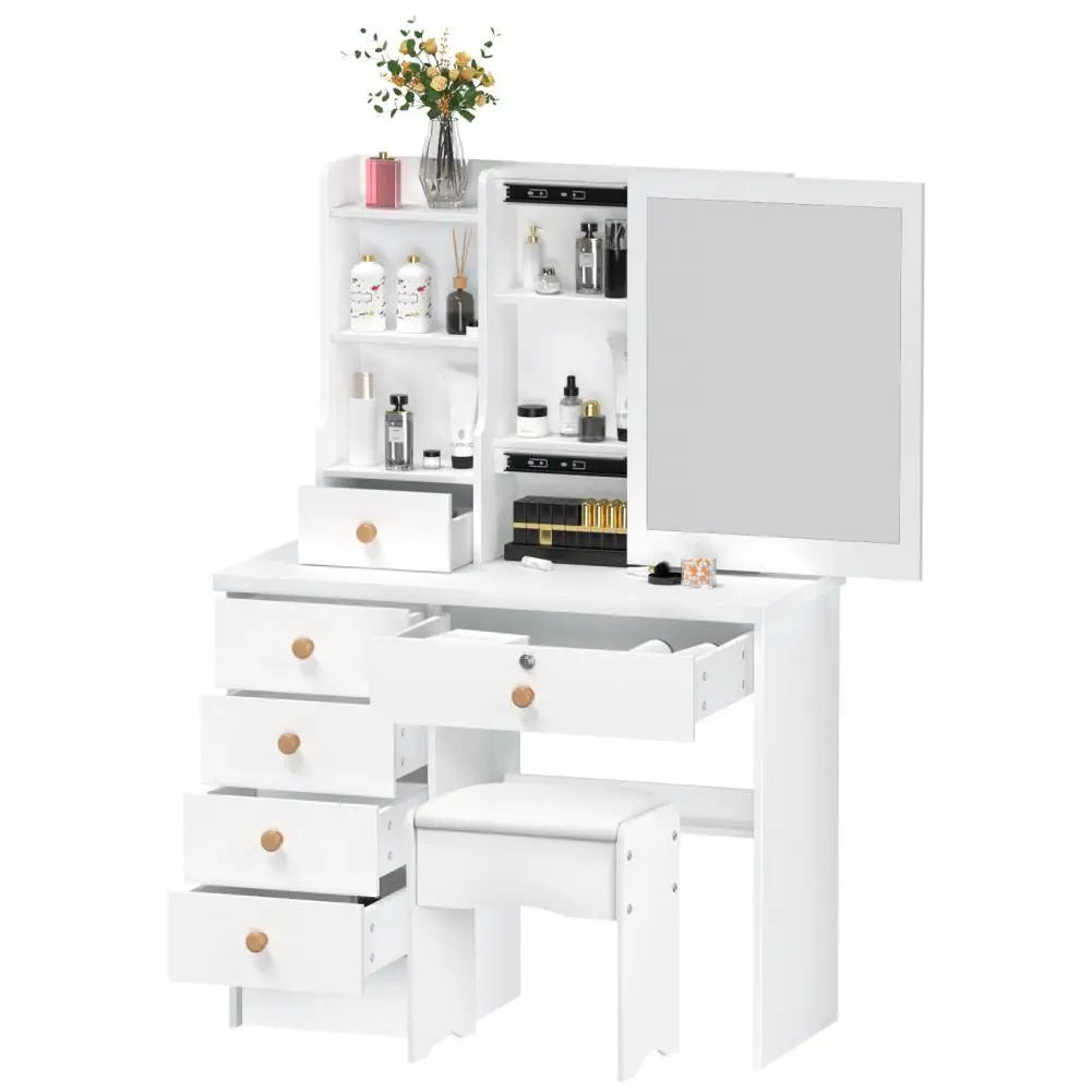 Coiffeuse moderne meuble en blanc bois