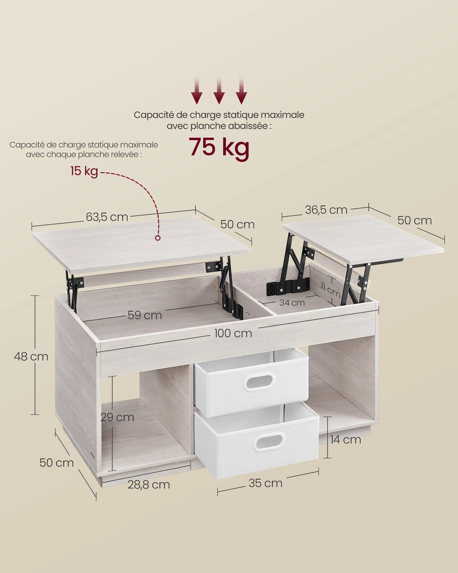 Table Basse design avec Plateau Relevable
