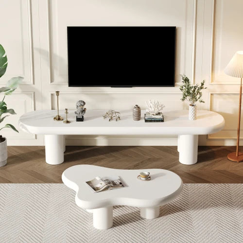 Meuble tv moderne bois avec table basse nuage