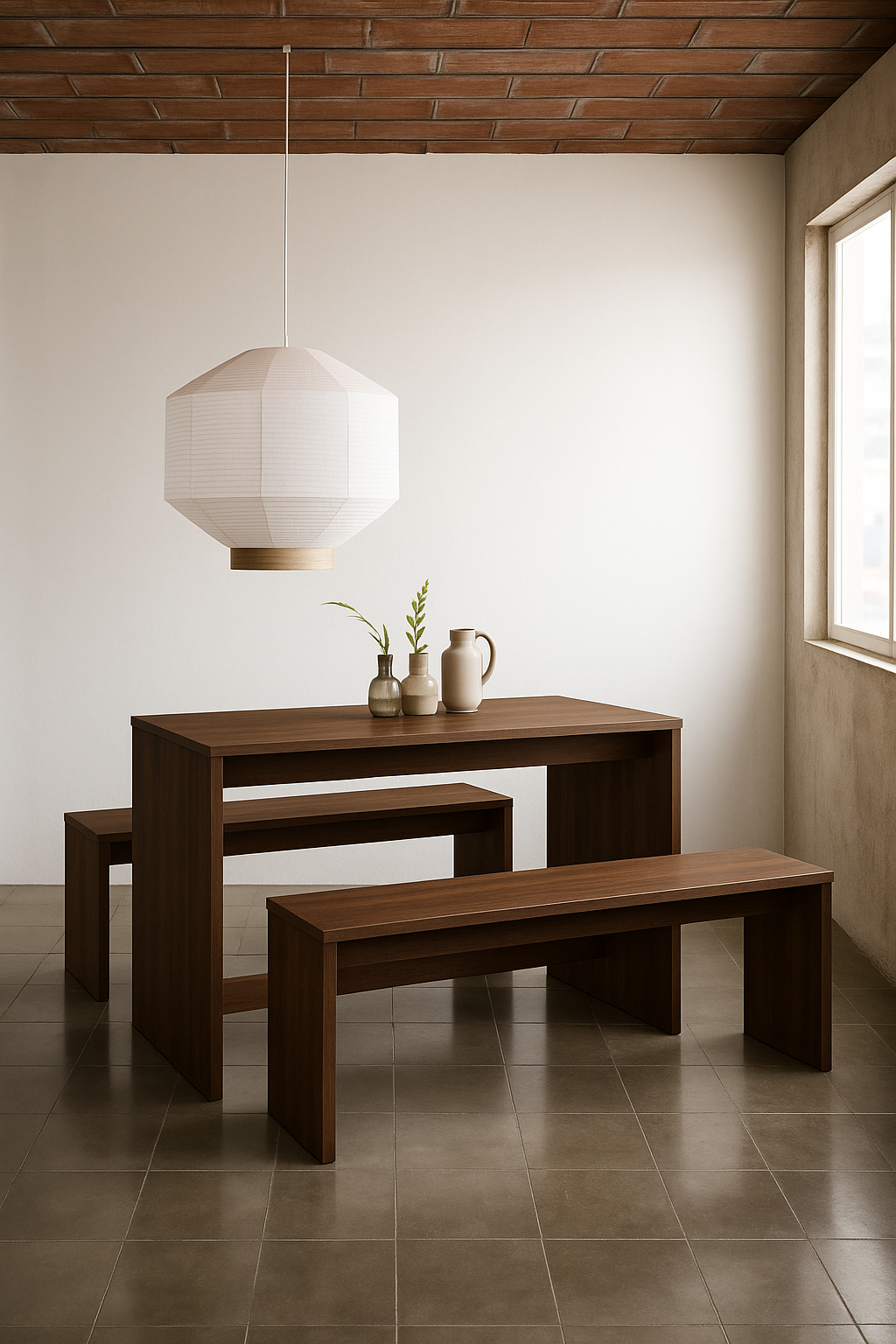 Table à Manger et 2 Chaises en chêne Brun