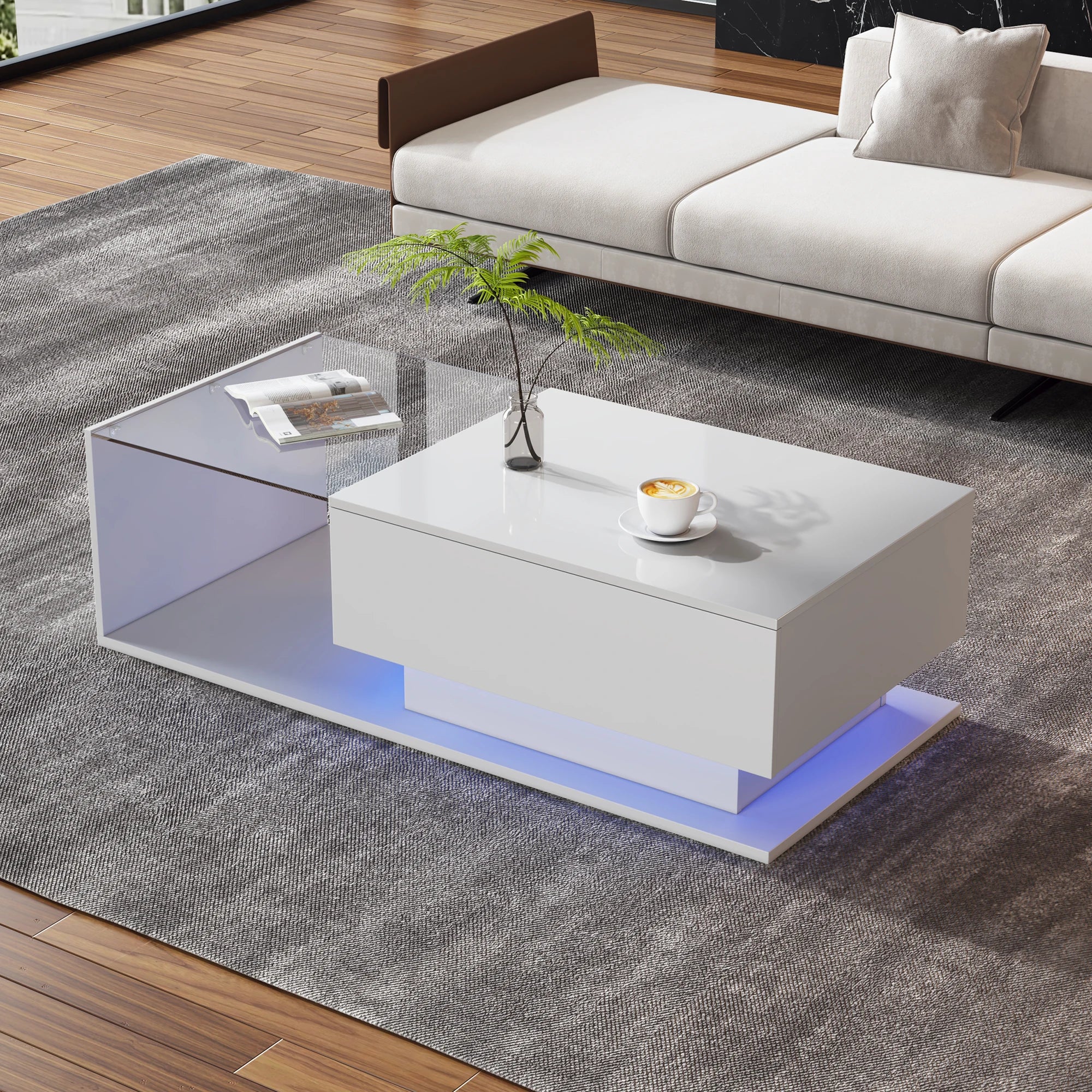 Table basse avec éclairage LED