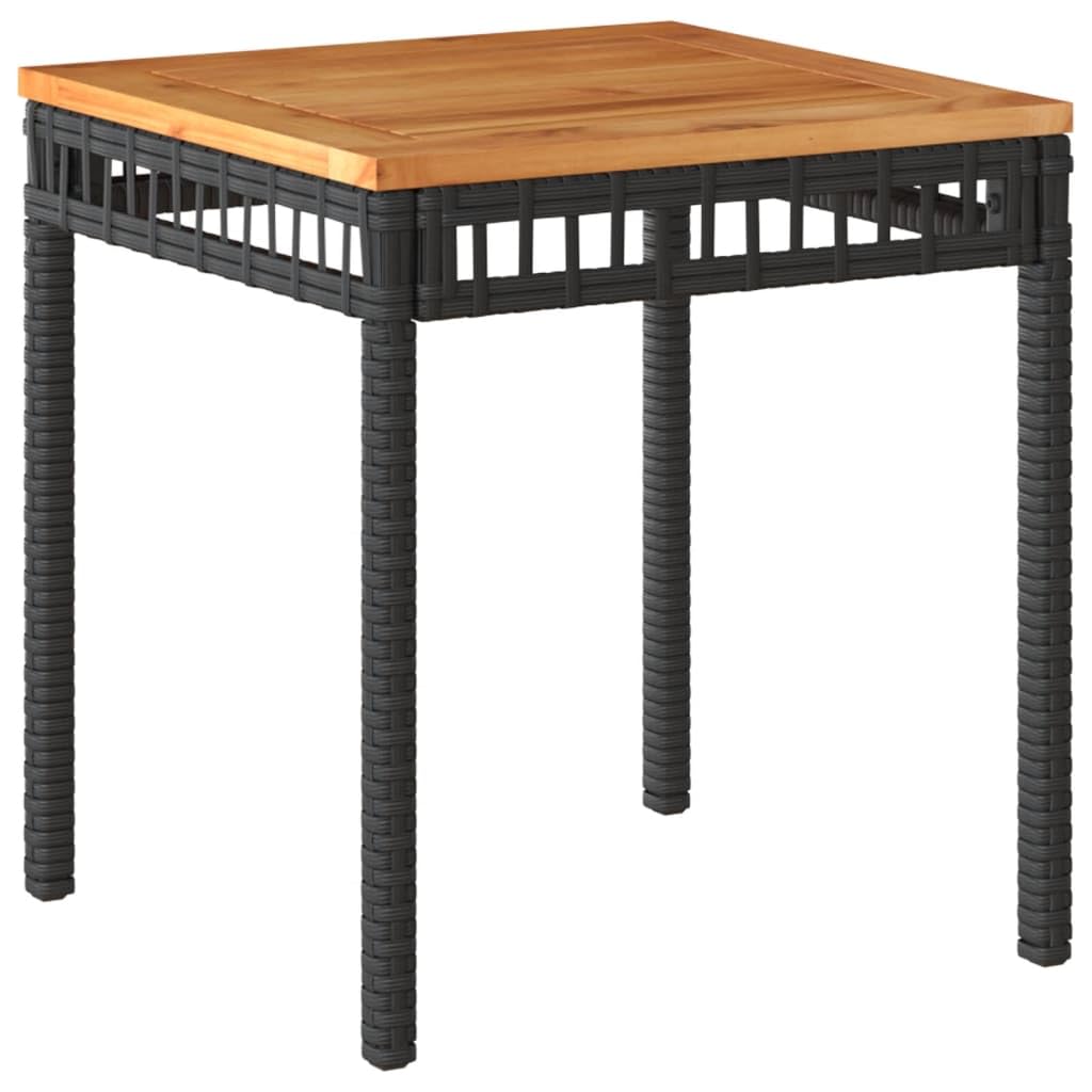 Table basse de jardin Carrée en Noir Résine Tressée et Bois Acacia