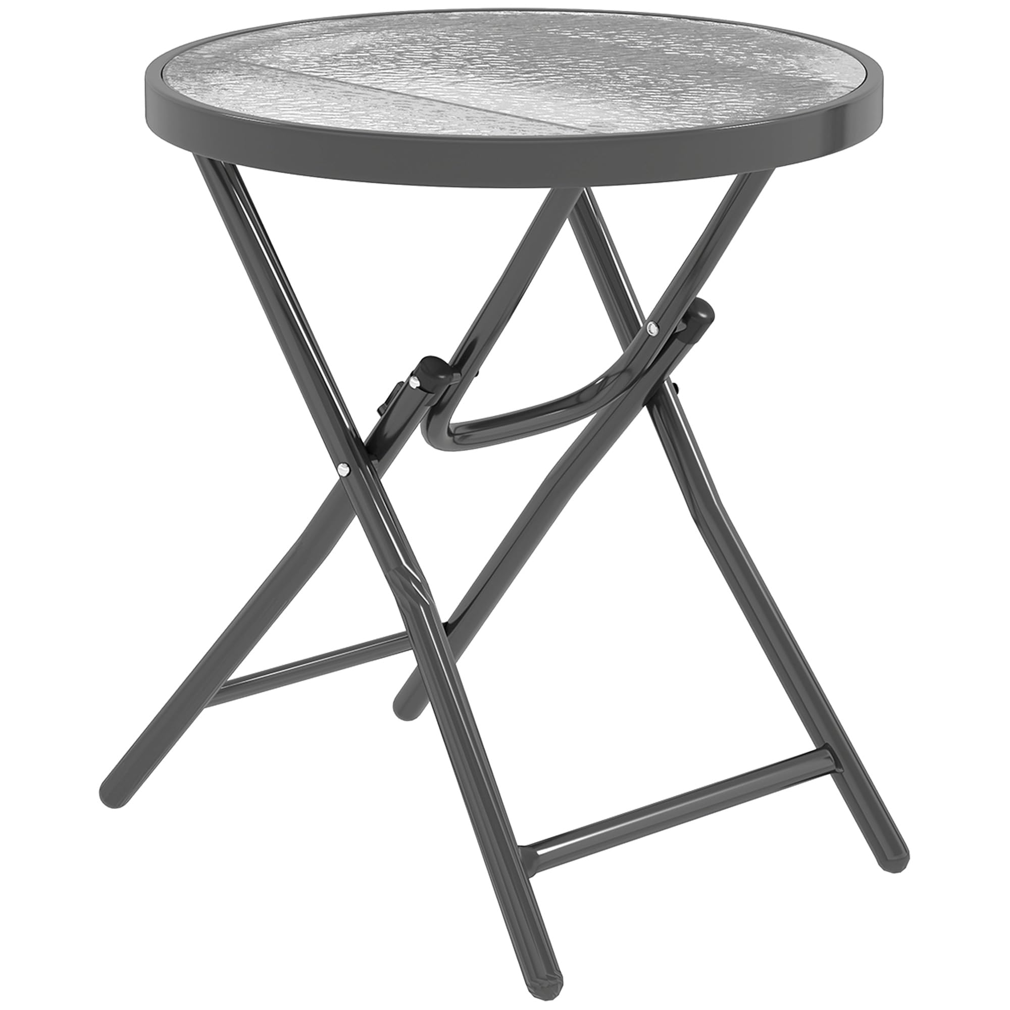 Table basse de jardin metal pliable Ronde en noir 