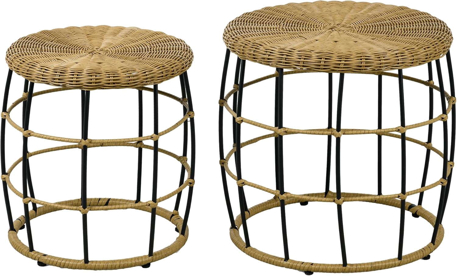 Table basse de jardin ronde Lot de 2 Tables encastrables