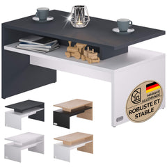 Table basse rectangulaire blanc chêne