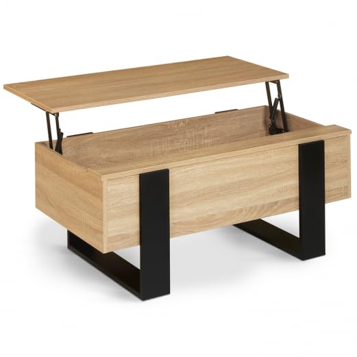 Table basse rectangulaire en bois et Noir Plateau relevable 