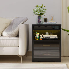 Table de chevet bois avec éclairage LED 