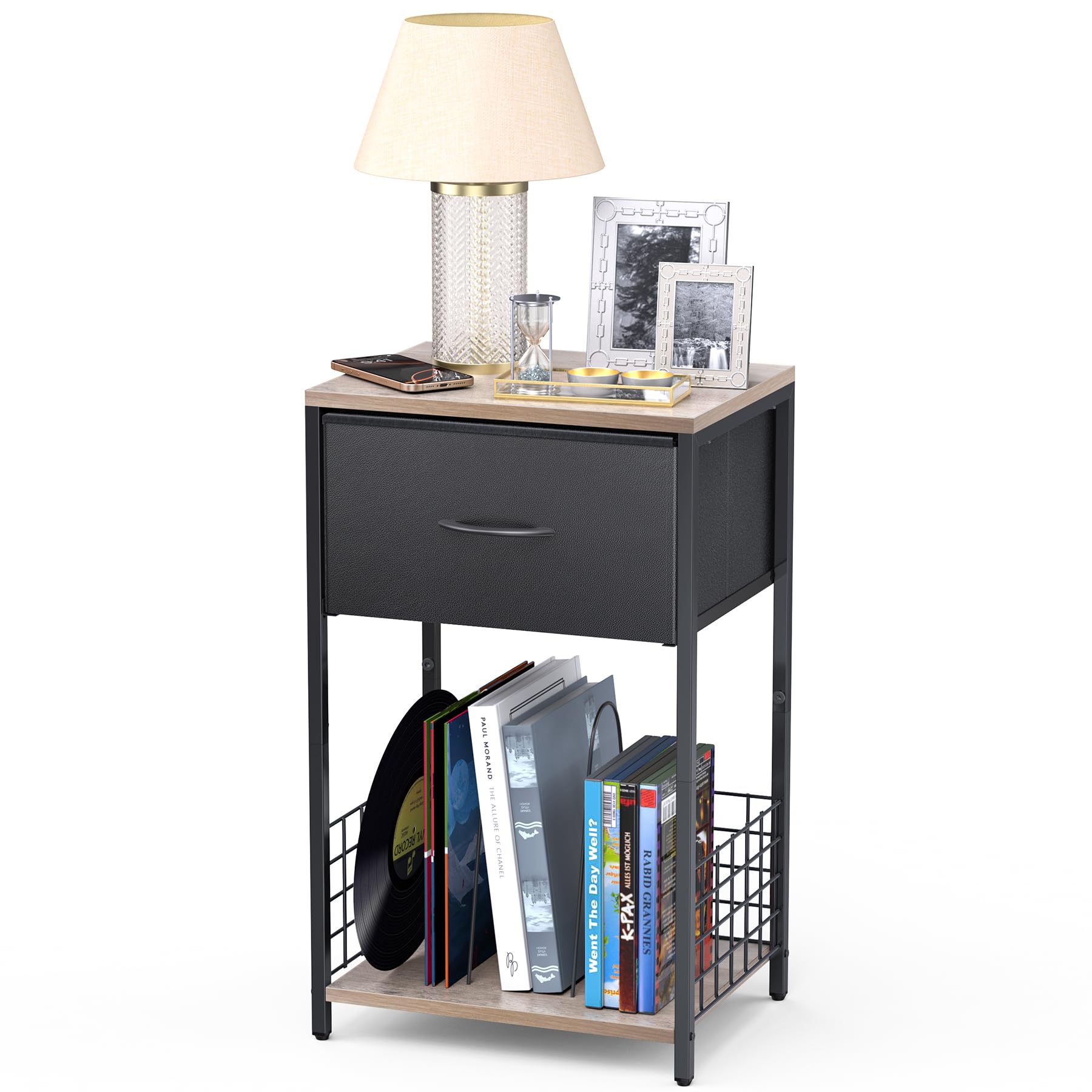 Table de chevet rectangle avec Tiroirs Tissu