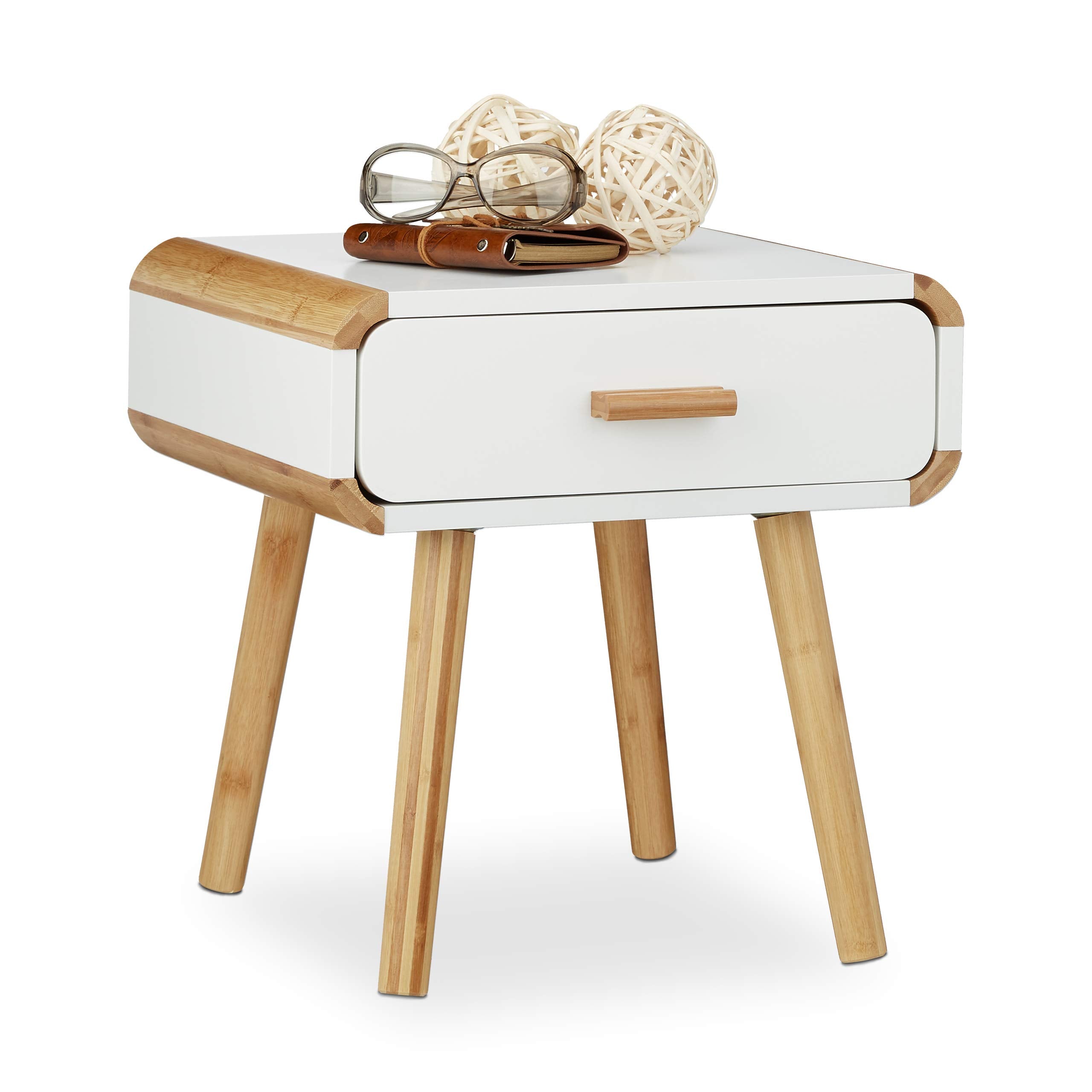 Table de chevet scandinave en bois avec tiroir 