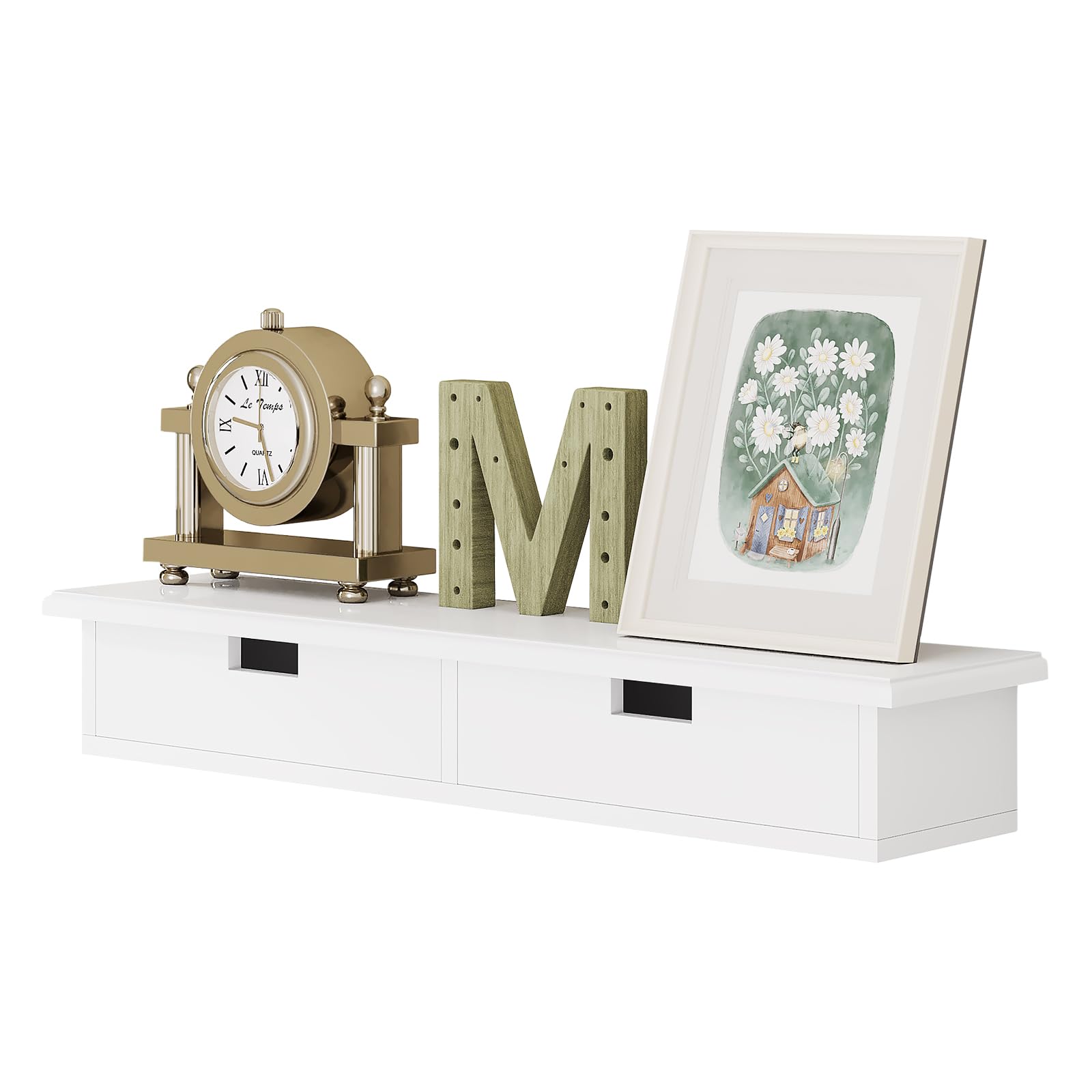 Table de chevet suspendue design en Blanc avec 3 Tiroirs  