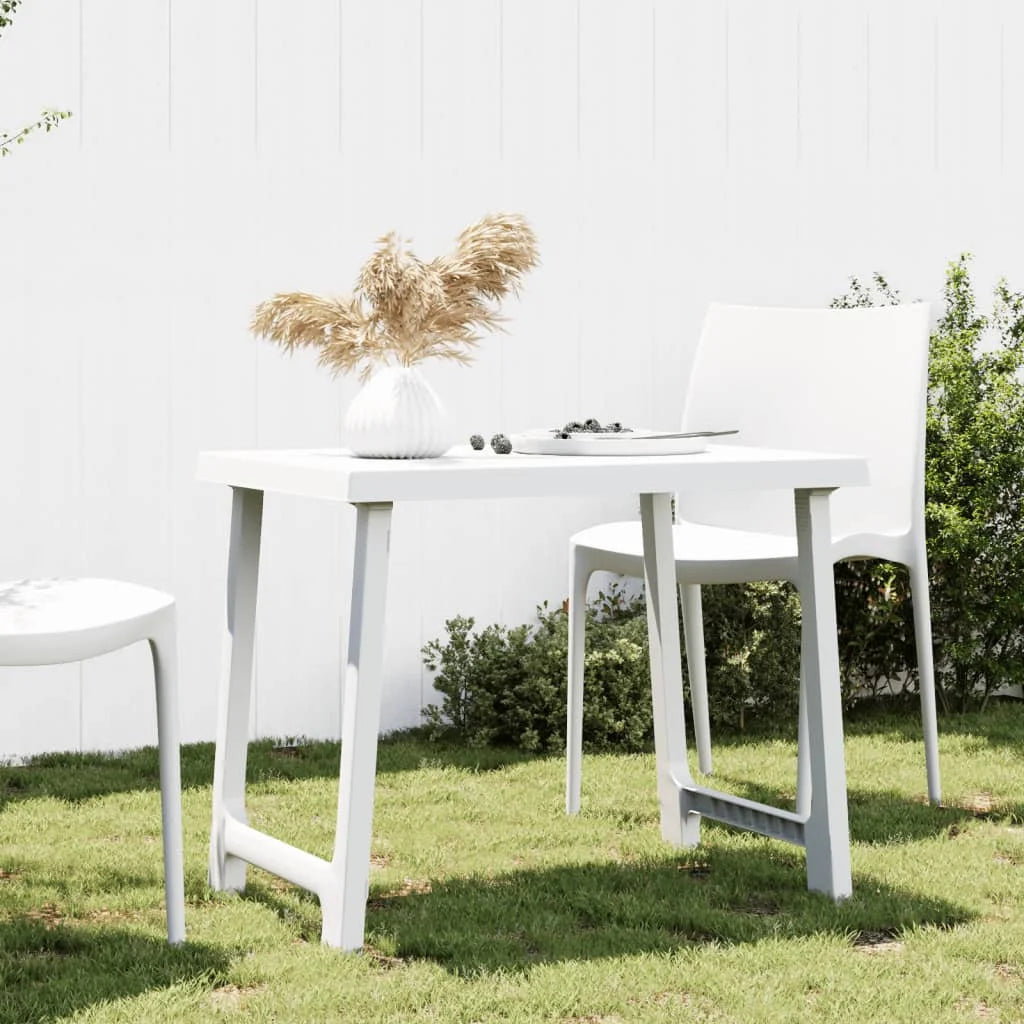 Table de jardin blanc design en Aspect bois en polypropylène 