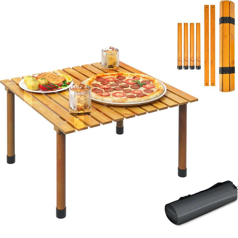 Table de jardin pliante en Bois Enroulable 