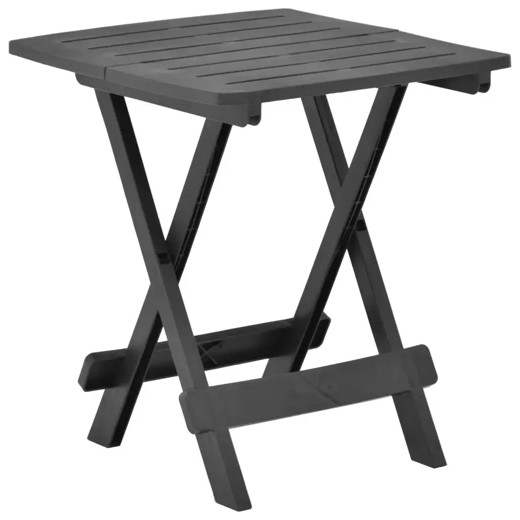 Table de jardin simple pliante carre anthracite en plastique  