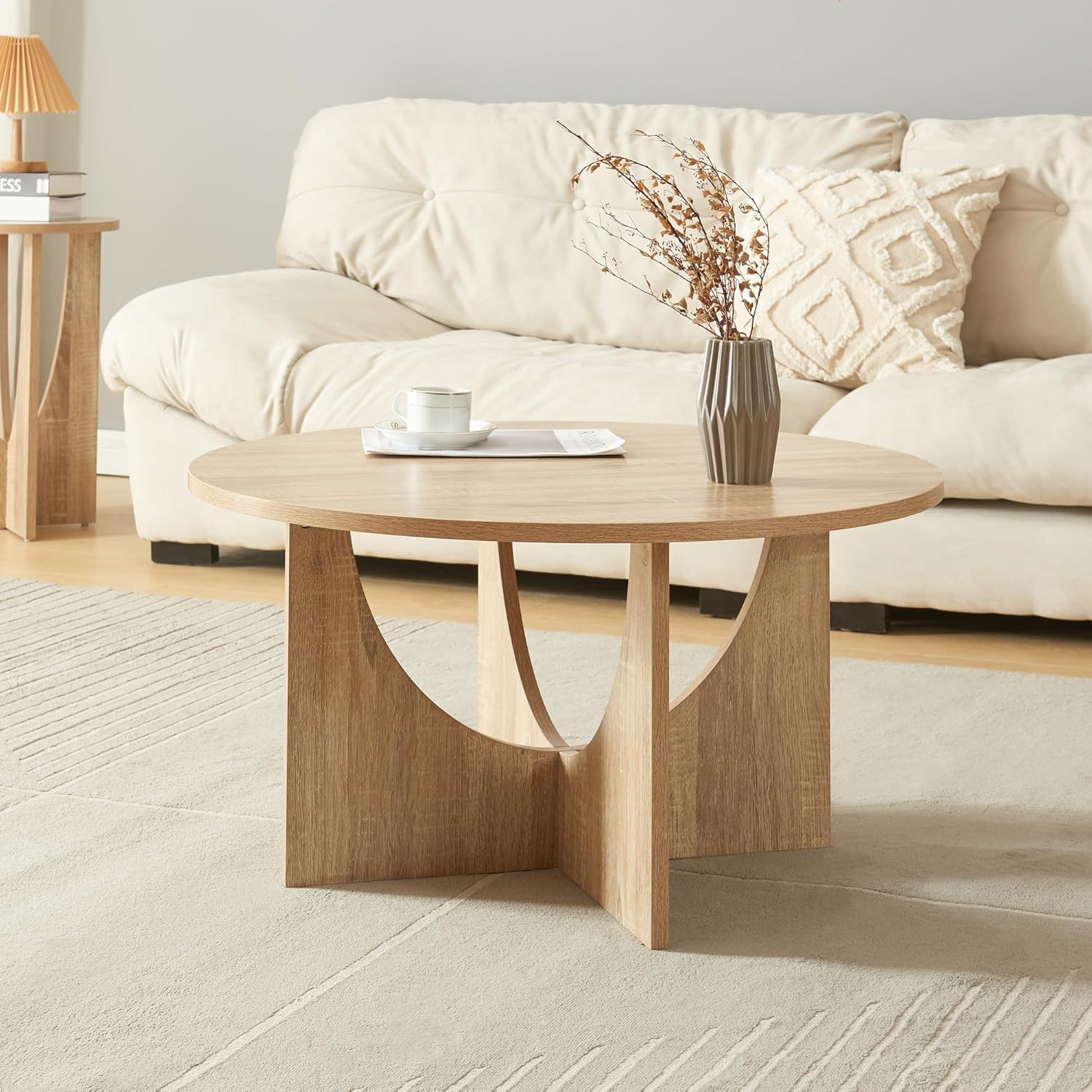  Table ronde basse en bois