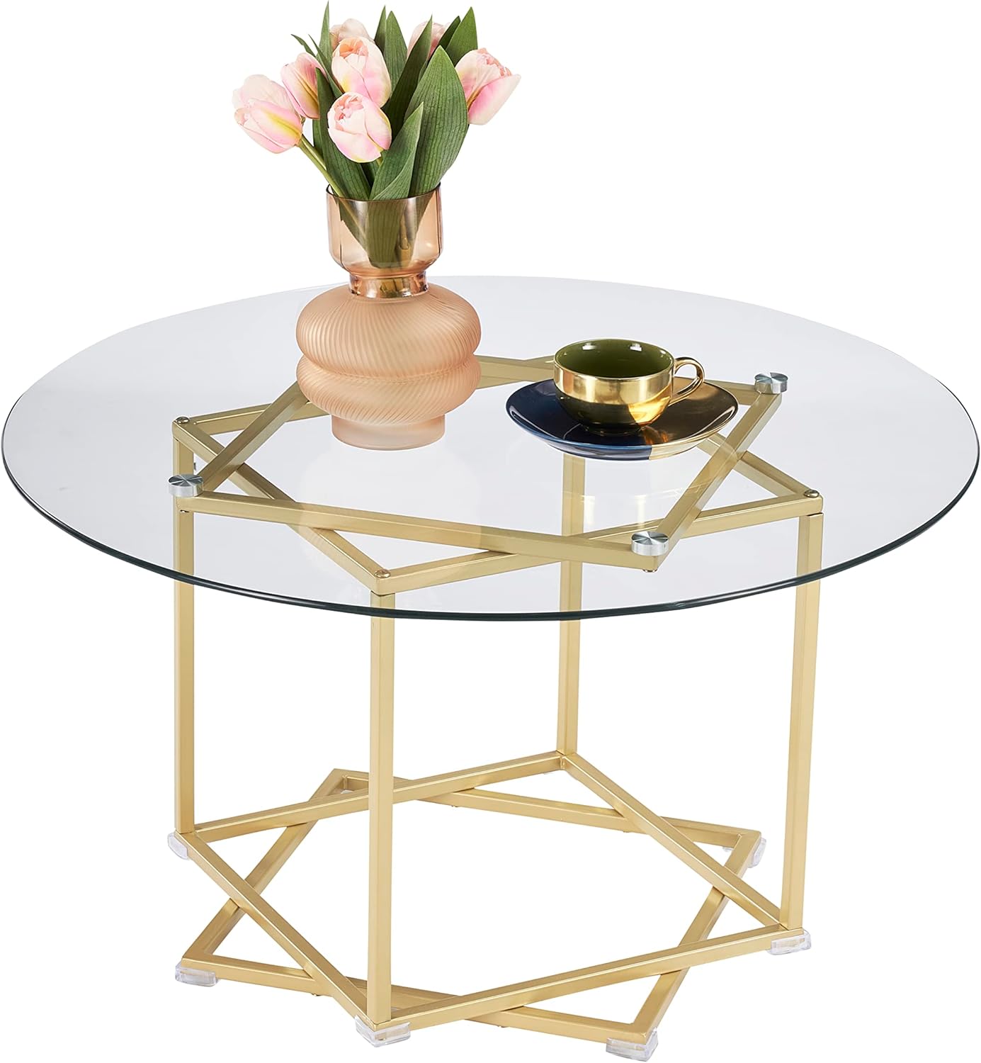 Table ronde basse en verre En Or