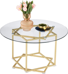 Table ronde basse en verre En Or