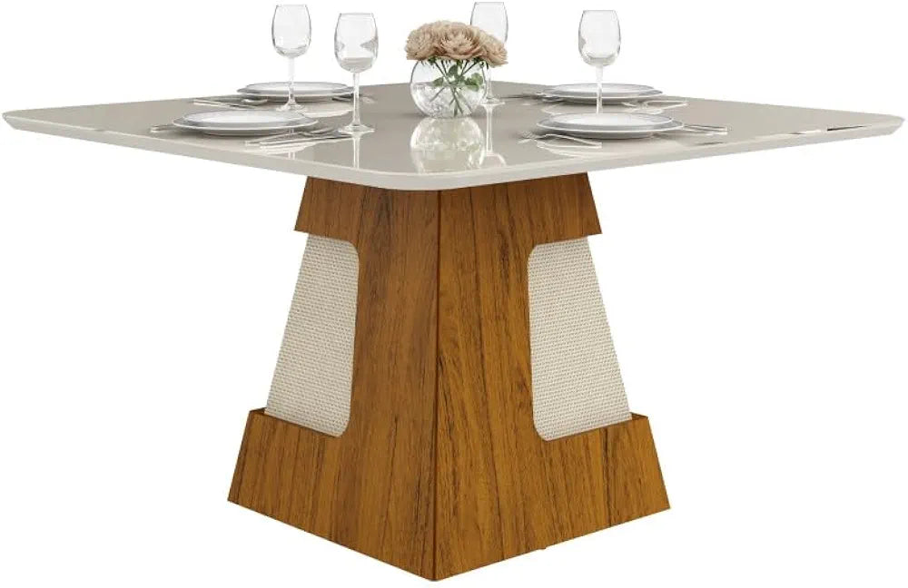 Table salle a manger rectangle Chêne et Blanc