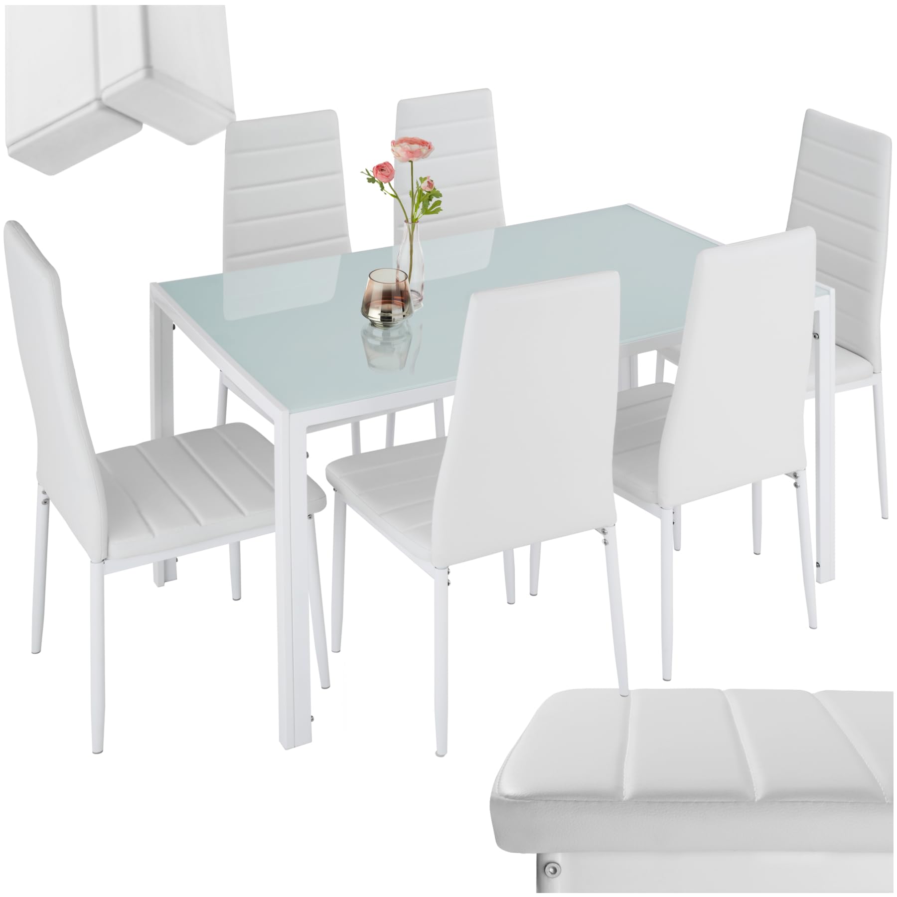 Table salle a manger rectangle en Cuir synthétique avec 6 chaises 